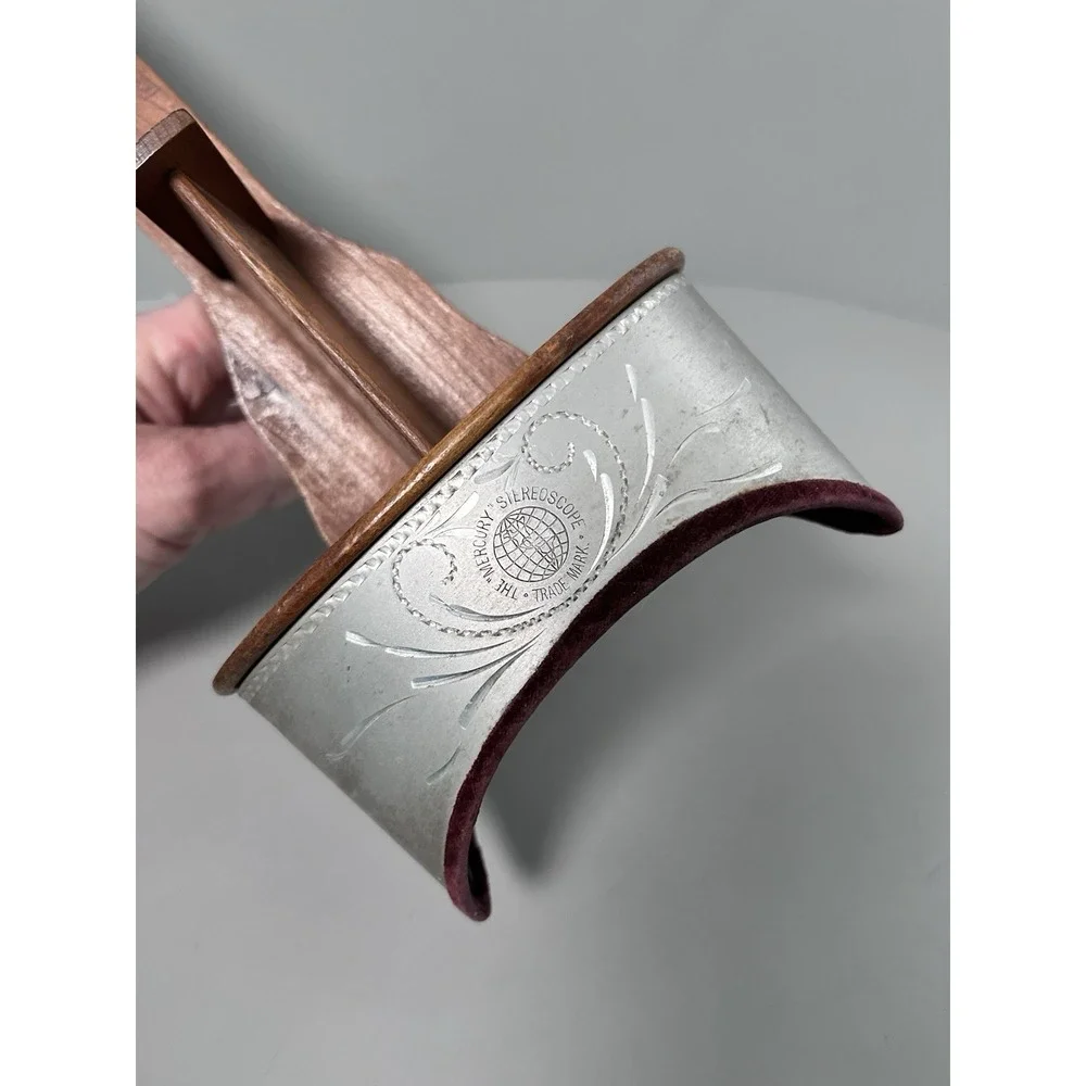 Vintage The MERCURY STEREOSCOPE Antique 3D Photo Card Viewer Metal & Wood